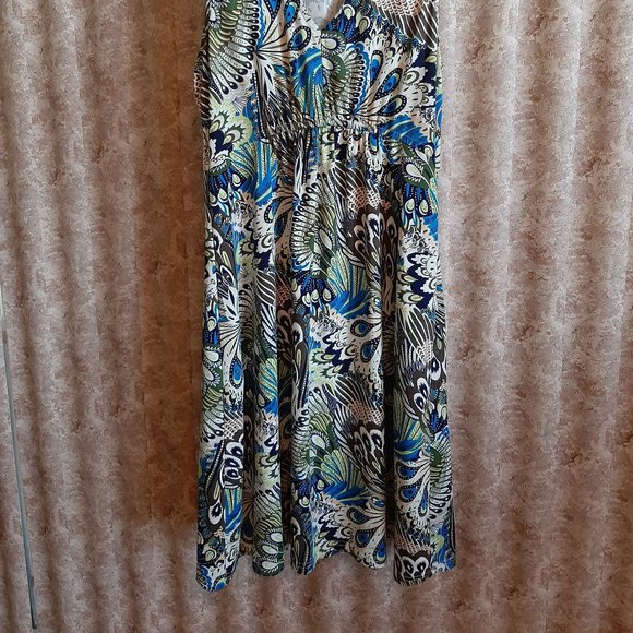 GUC Peacock print sleeveless dress size M/L - Picture 2 of 8